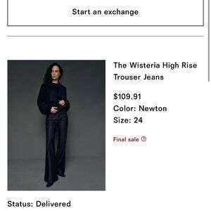 Reformation The Wisteria High Rise Trouser Jeans - Black